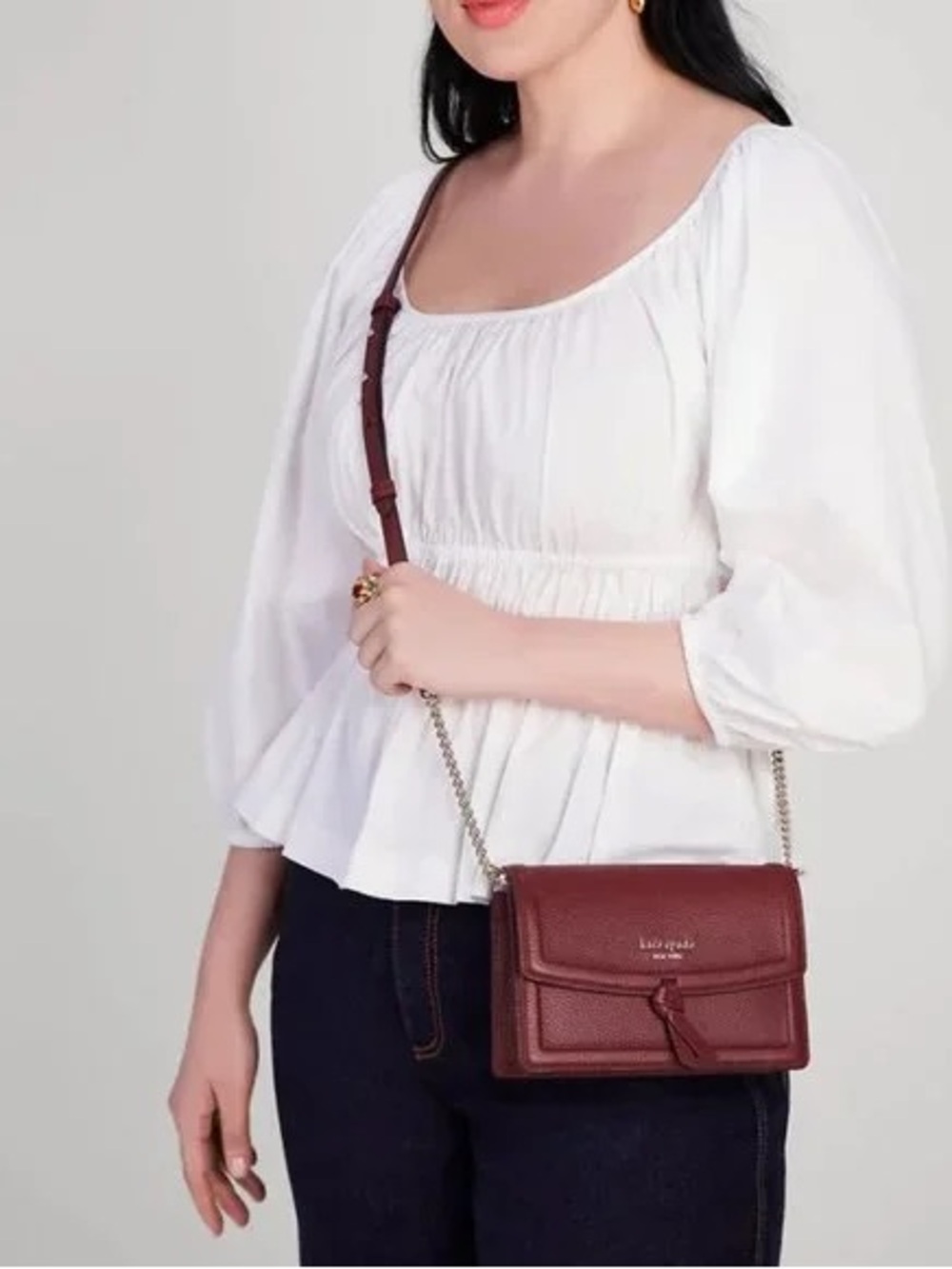 kate spade NEW YORK Cobblestone Leather Crossbody Bag in Burgundy